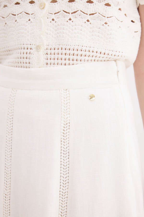 Pedro del Hierro Falda midi detalle crochet Blanco