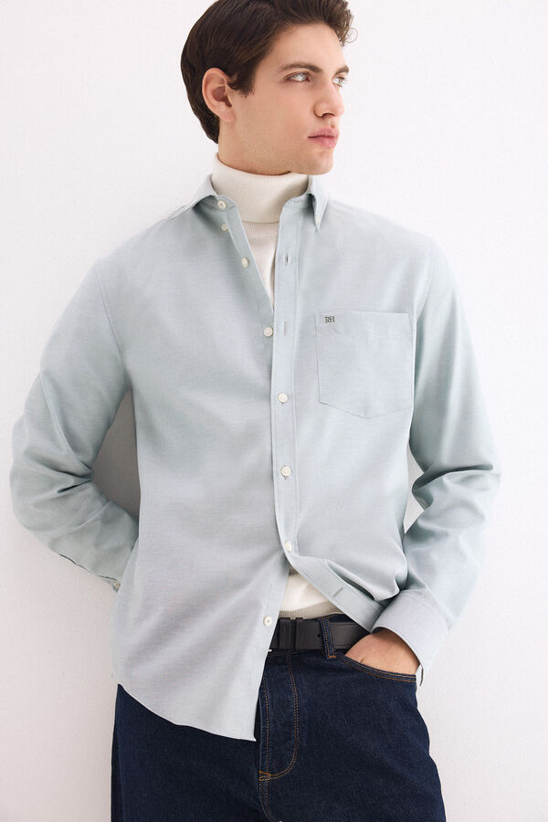 Pedro del Hierro Camisa non iron oxford liso Verde