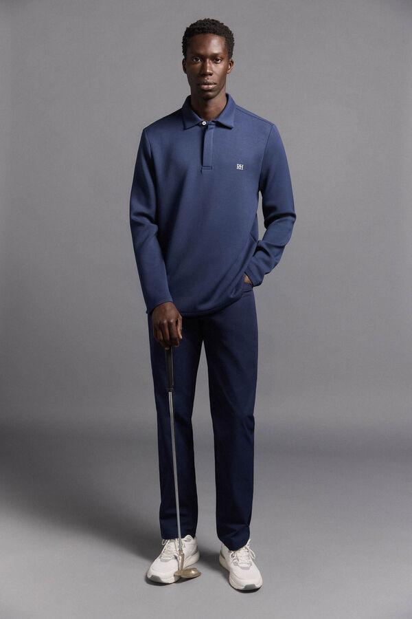 Pedro del Hierro Polo liso de manga larga golf Azul