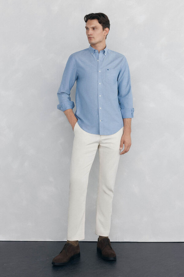 Pedro del Hierro Camisa oxford lisa non iron Azul