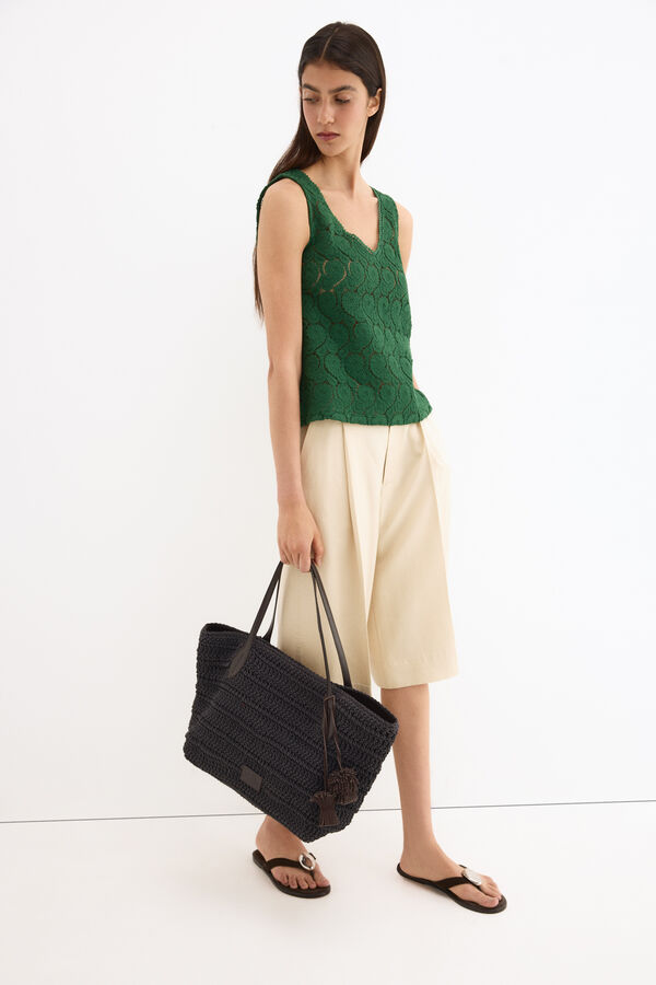 Pedro del Hierro Camiseta crochet sin mangas Verde