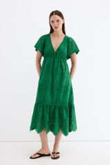 Pedro del Hierro Vestido algod&oacute;n bordados Verde