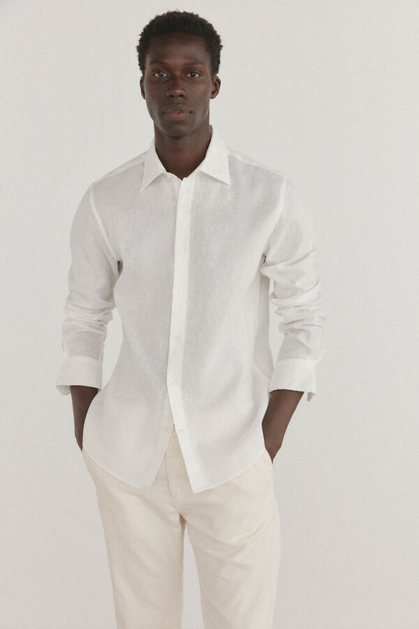 Pedro del Hierro Camisa lisa lino Crudo