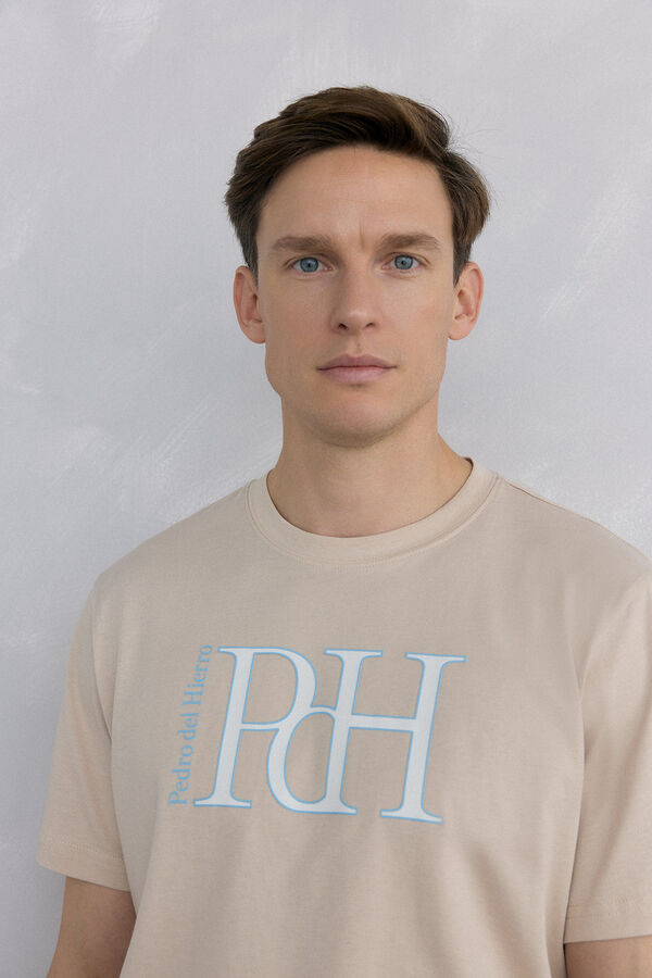 Pedro del Hierro Camiseta logo grande Beige