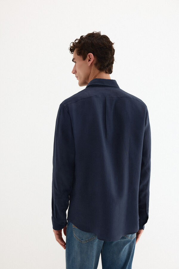 Pedro del Hierro Camisa lino lisa Azul