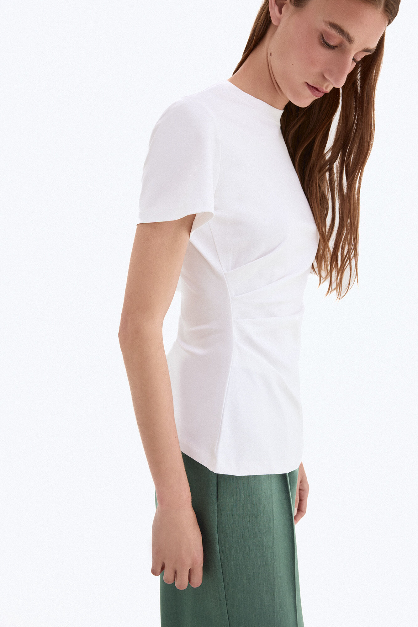 Pedro del Hierro Camiseta manga corta drapeada bajo irregular