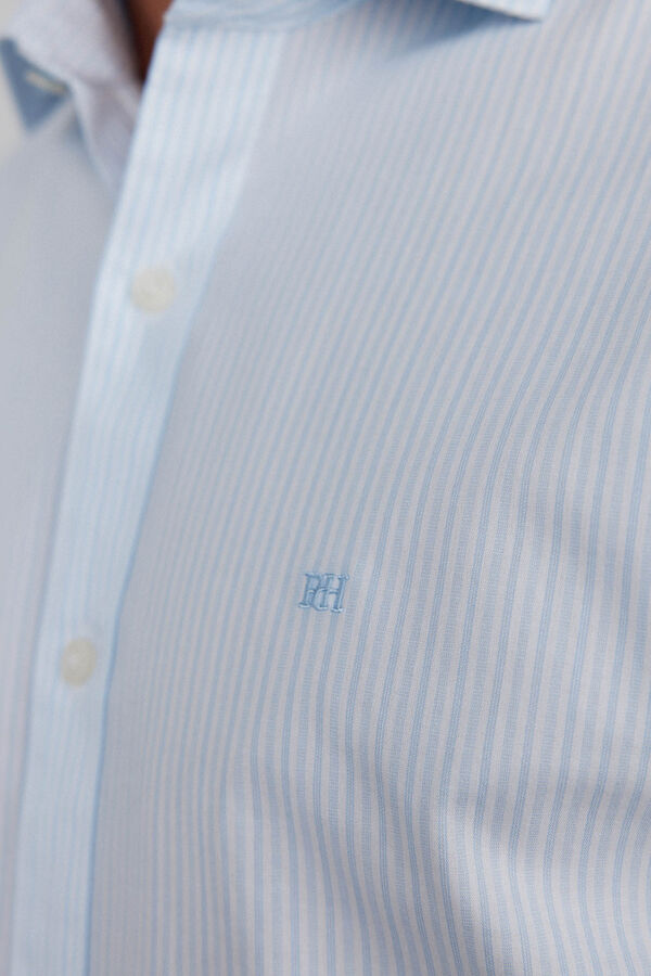 Pedro del Hierro Camisa de rayas f&aacute;cil planchado + anti olor slim fit Azul