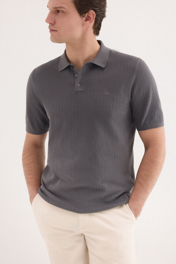 Pedro del Hierro Jersey polo premium manga corta rayas Gris