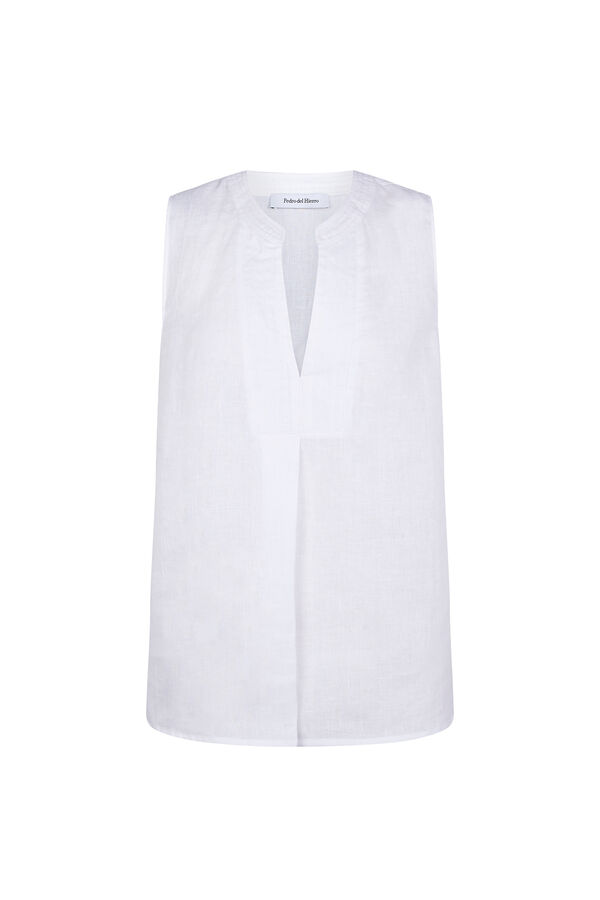 Pedro del Hierro Top liso lino Blanco