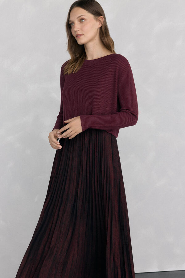 Pedro del Hierro Vestido de dos piezas con brillo Burdeos