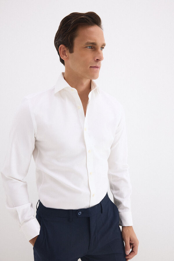 Pedro del Hierro Camisa pu&ntilde;o gemelo lisa non iron + antimanchas slim fit Blanco