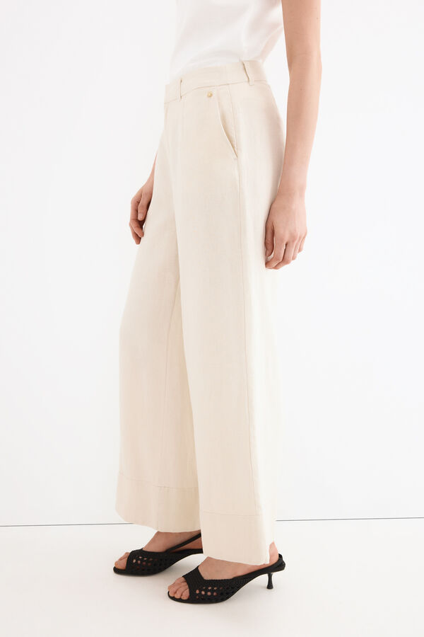 Pedro del Hierro Pantal&oacute;n recto de lino Crudo