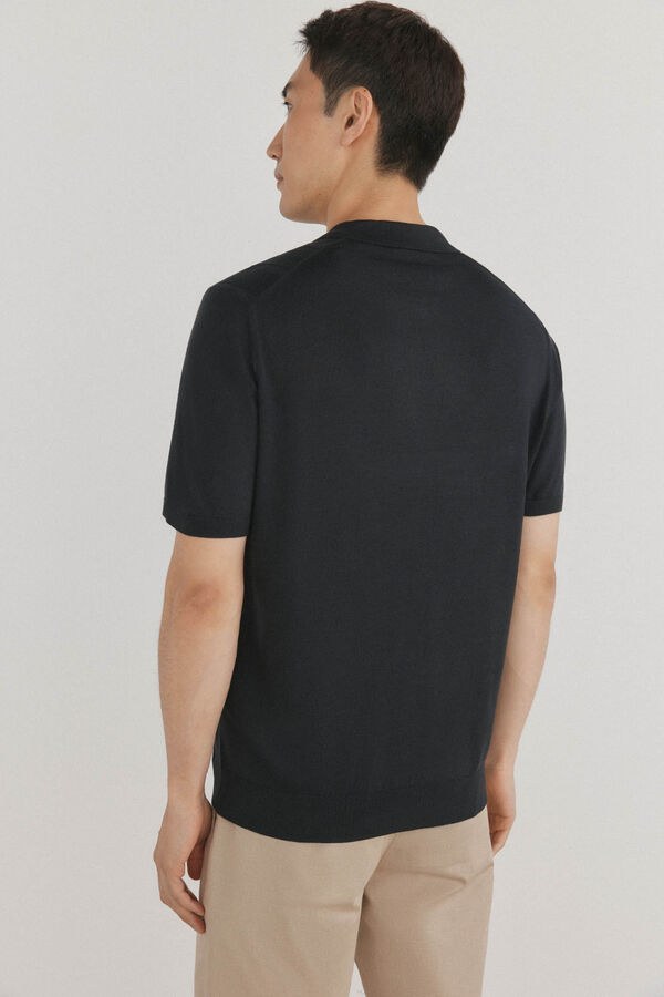 Pedro del Hierro Su&eacute;ter polo premium de manga corta de algod&oacute;n Negro