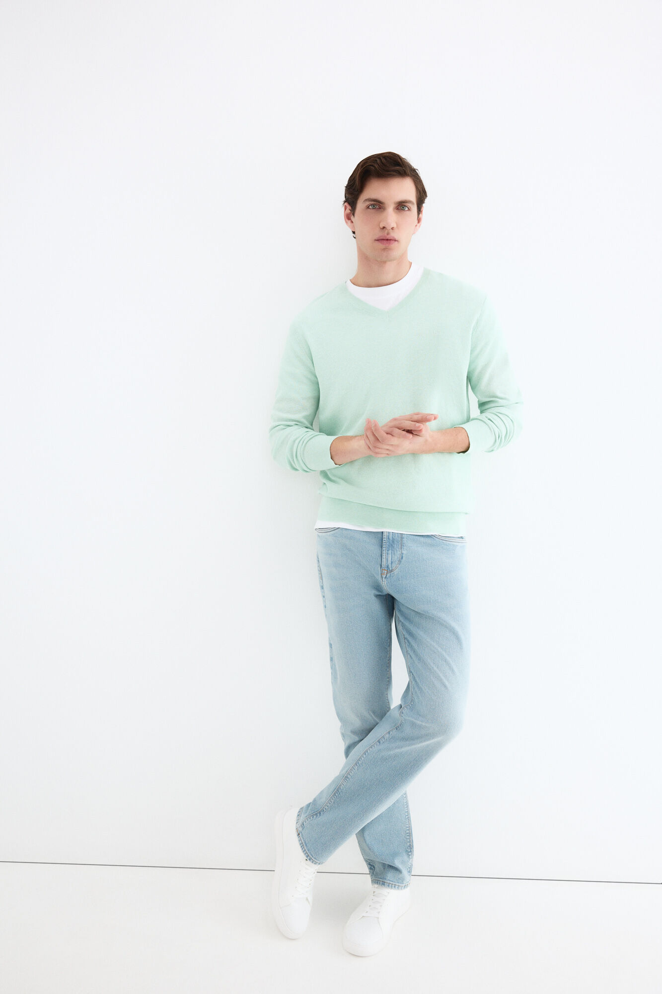 Pedro del Hierro Jersey lino cuello pico fino