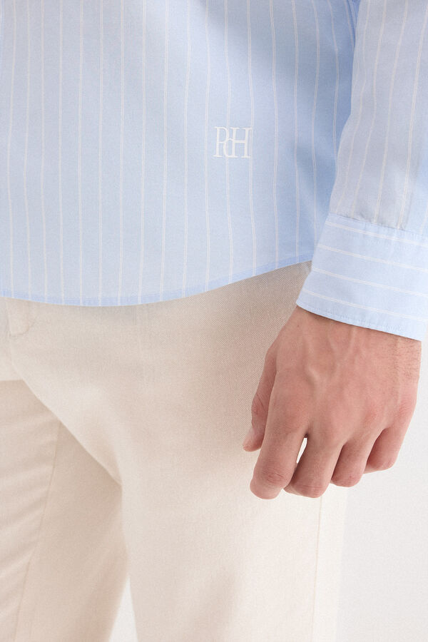 Pedro del Hierro Camisa rayas popel&iacute;n Azul