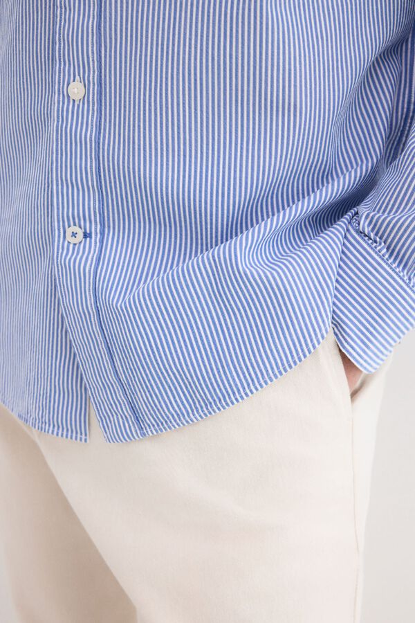 Pedro del Hierro Camisa seersucker rayas Azul