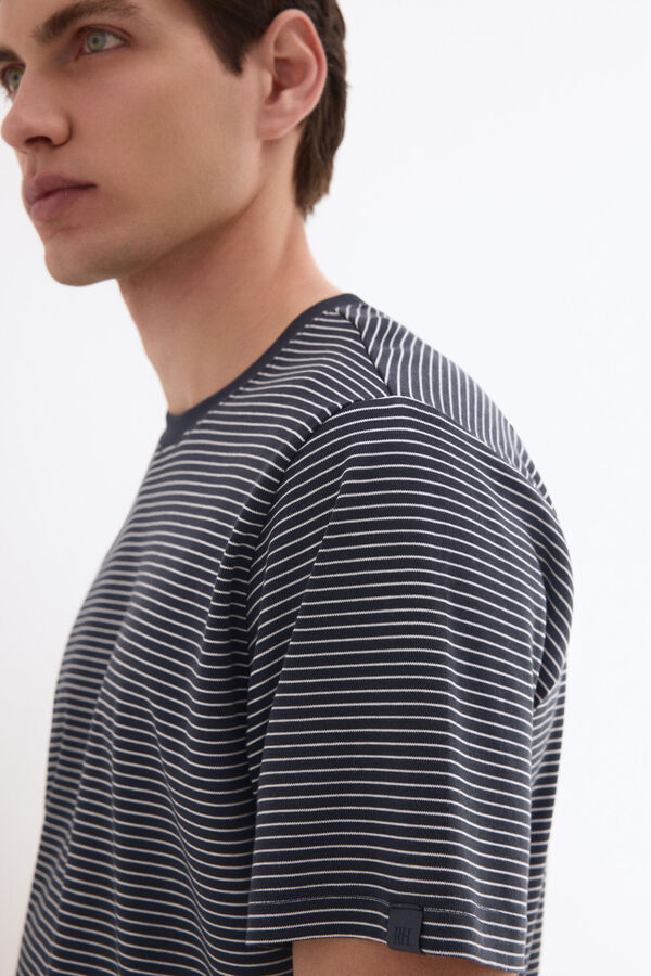 Pedro del Hierro Camiseta rayas algod&oacute;n mercerizado Azul