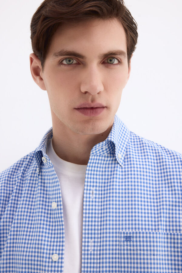 Pedro del Hierro Camisa non iron manga corta cuadros Azul