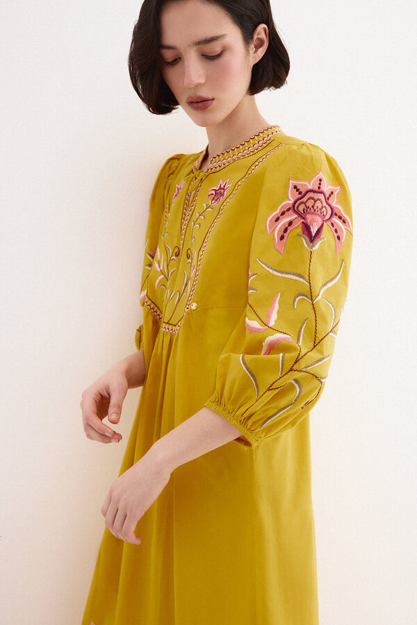 Pedro del Hierro Vestido t&uacute;nica bordados Amarillo