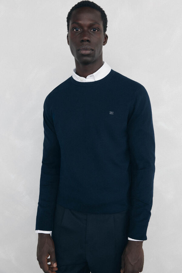 Pedro del Hierro Su&eacute;ter cuello redondo ajustado Azul