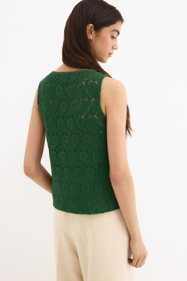 Pedro del Hierro Camiseta crochet sin mangas Verde
