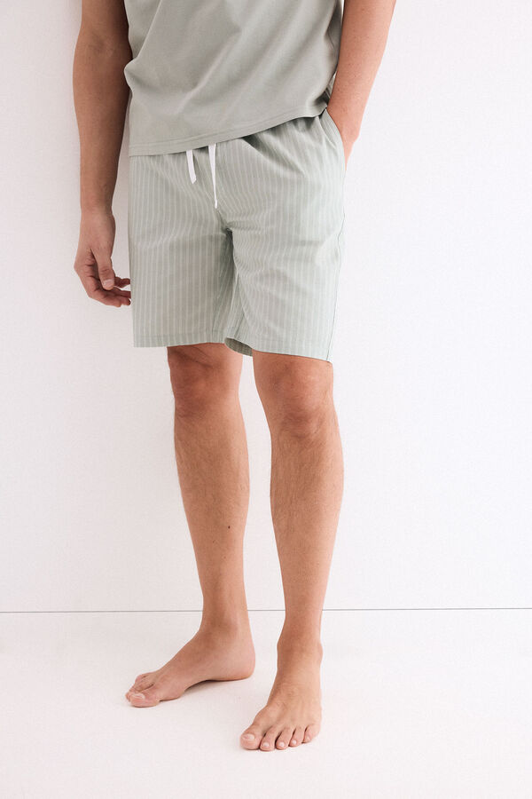 Pedro del Hierro Set de pijama punto y tela Verde