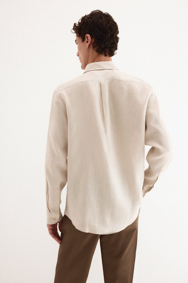 Pedro del Hierro Camisa lino lisa Beige