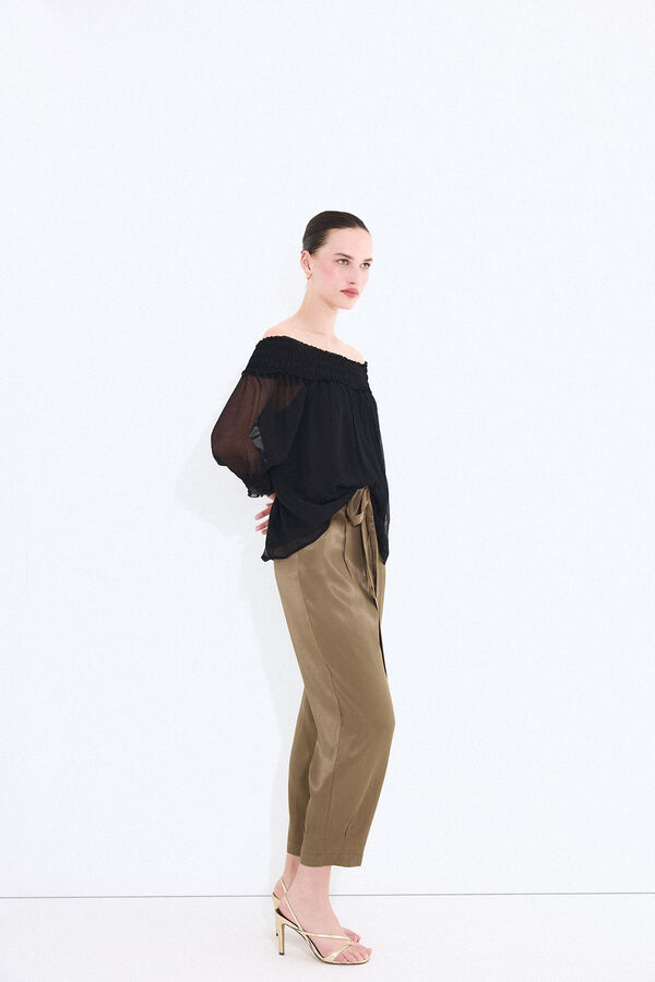 Pedro del Hierro Blusa gasa engomada Negro
