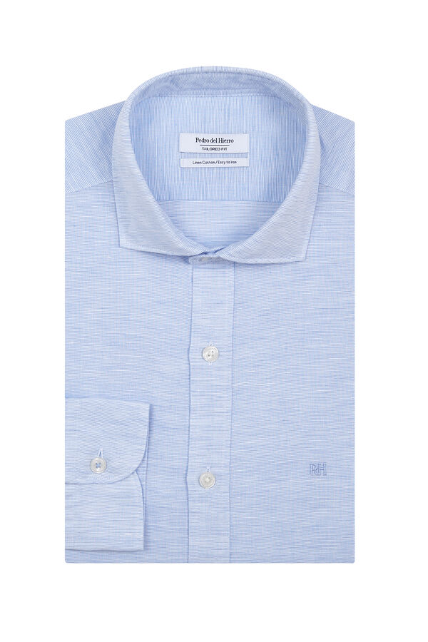 Pedro del Hierro Camisa de vestir estructura lino f&aacute;cil plancha Azul