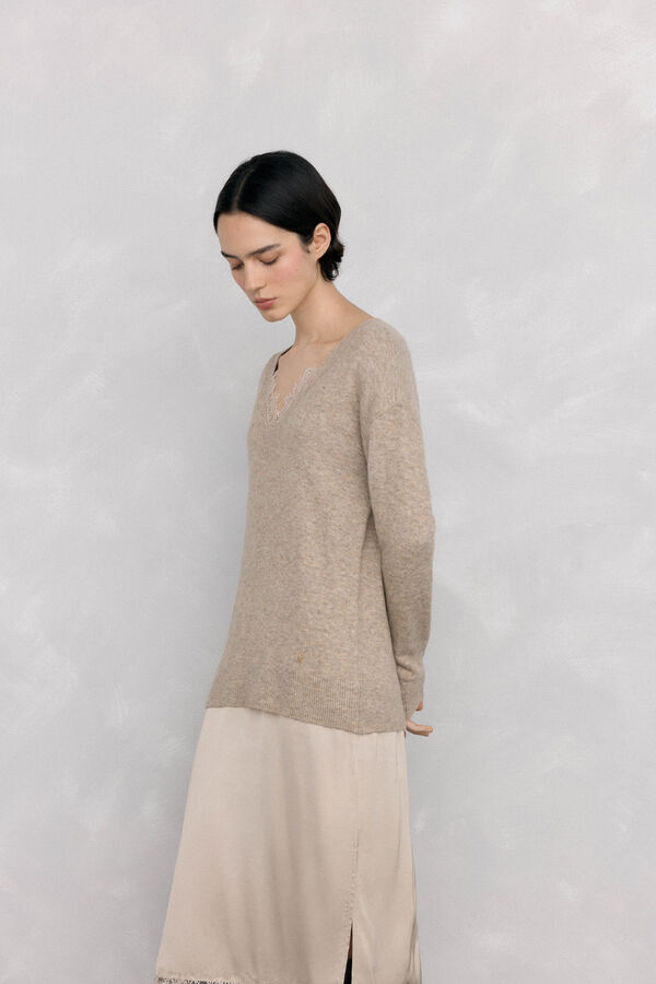 Pedro del Hierro Vestido de punto lencero Beige