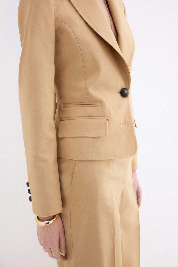 Pedro del Hierro Blazer crop de traje camel Beige