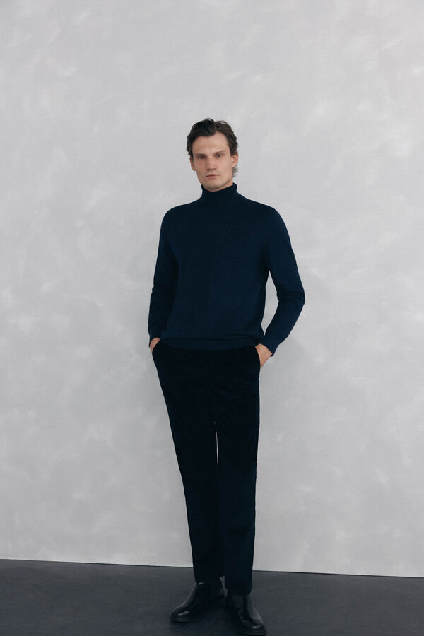 Pedro del Hierro Jersey cuello cisne Azul