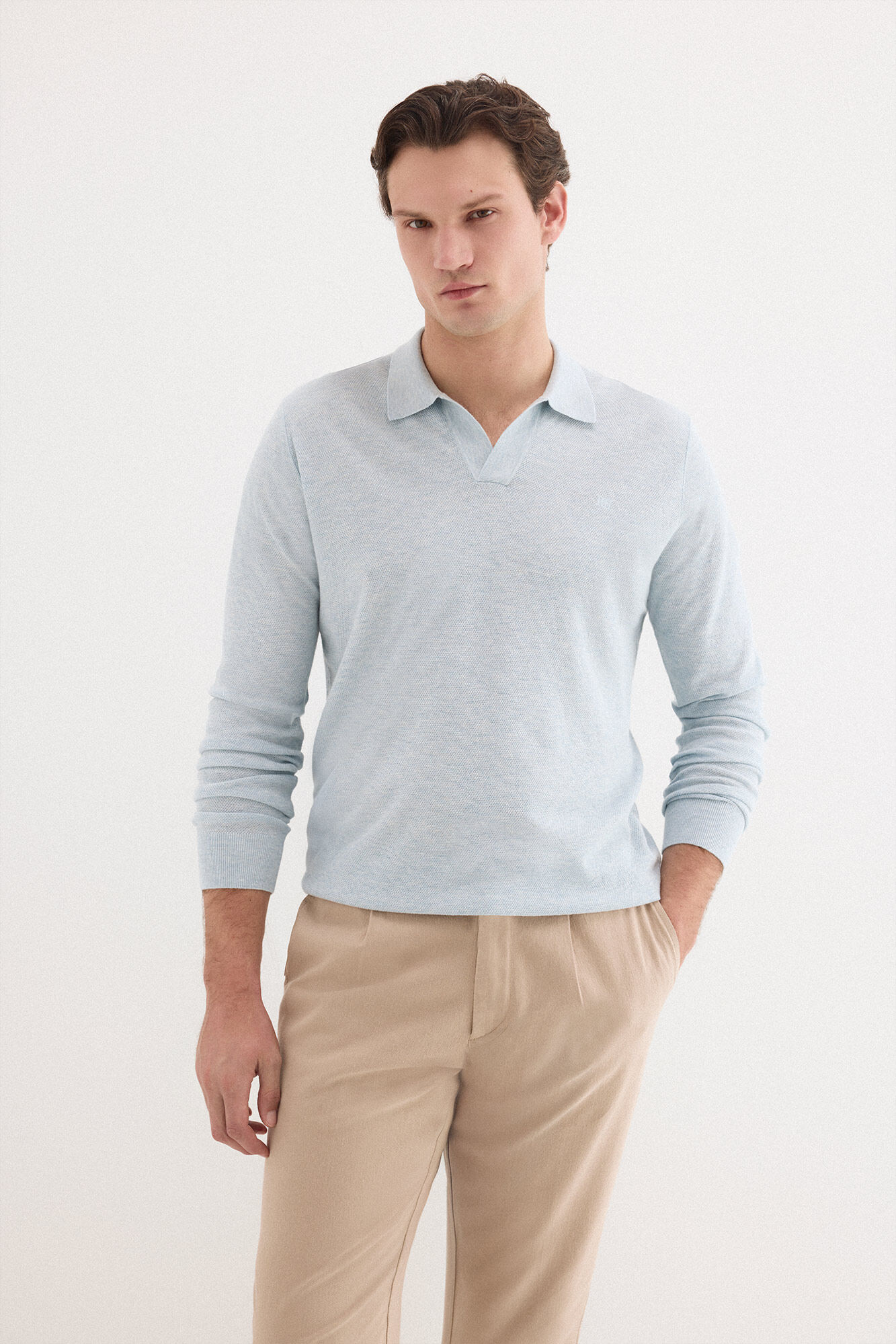 Pedro del Hierro Jersey polo lino manga larga