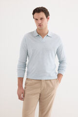 Pedro del Hierro Jersey polo lino manga larga Azul