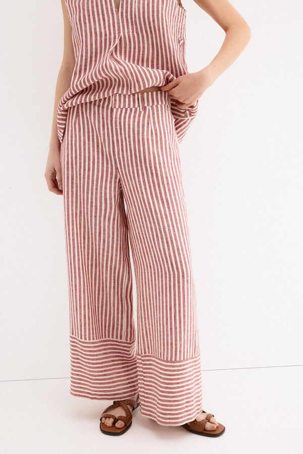 Pedro del Hierro Pantalones wide flare cl&aacute;sicos Rosa