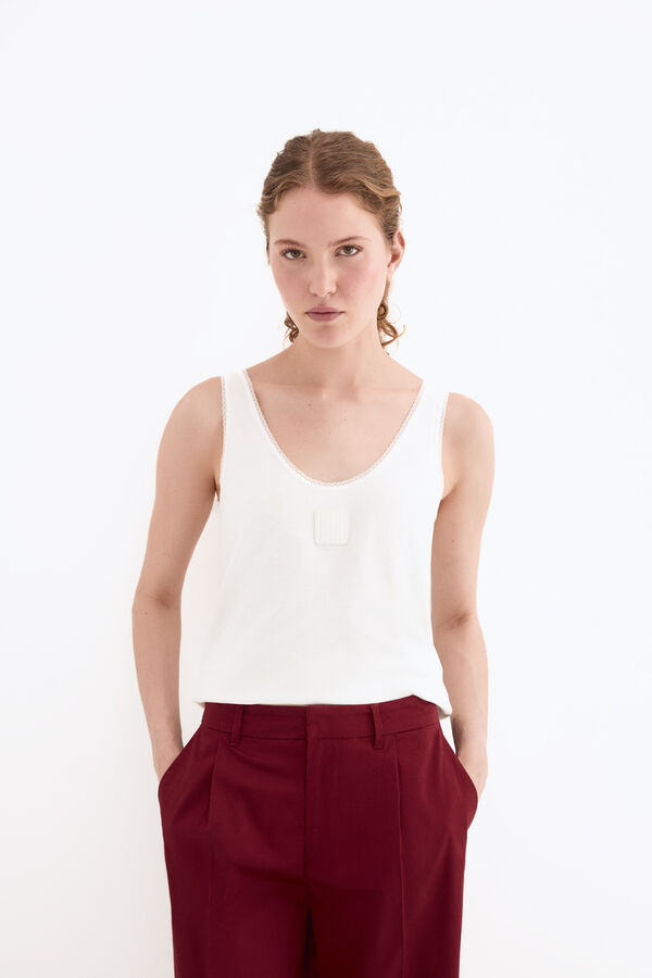 Pedro del Hierro Camiseta tirantes escote v Blanco