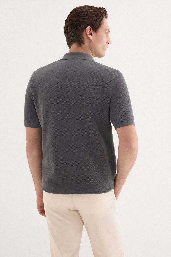 Pedro del Hierro Jersey polo premium manga corta rayas Gris