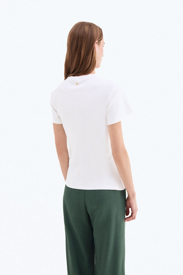 Pedro del Hierro Camiseta manga corta drapeada bajo irregular Blanco