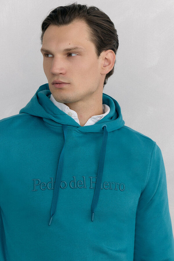Pedro del Hierro Sudadera capucha con logo Turquesa