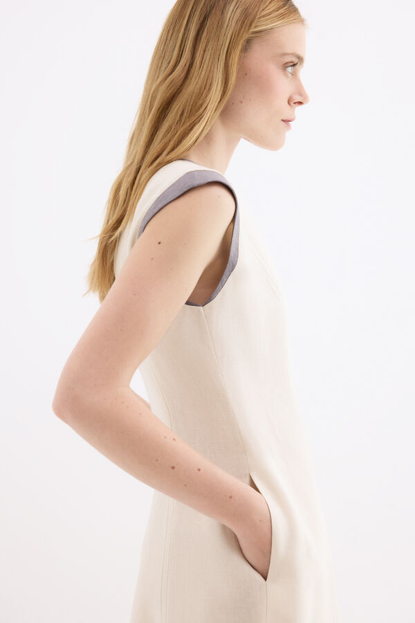 Pedro del Hierro Vestido midi con cortes Crudo