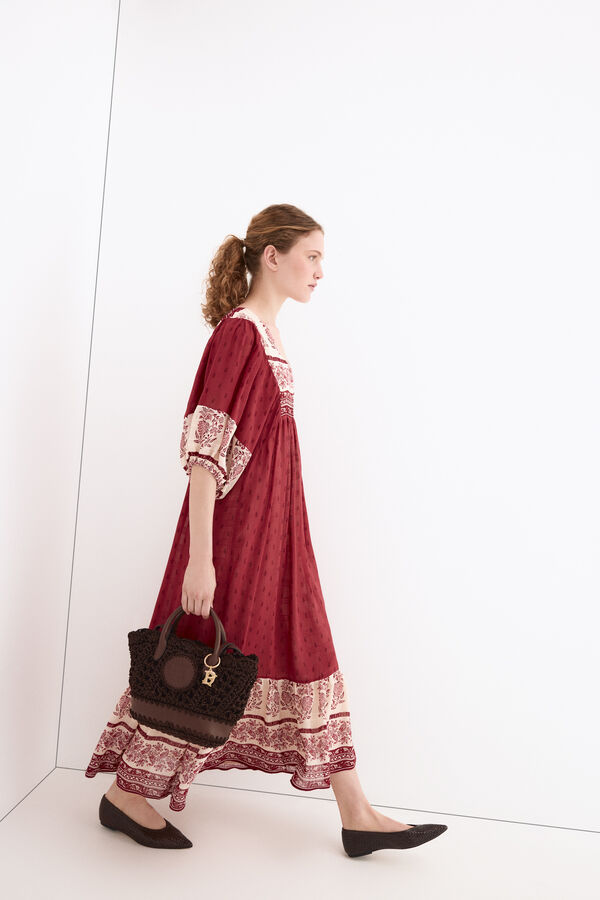 Pedro del Hierro Vestido t&uacute;nica estampado floral Burdeos