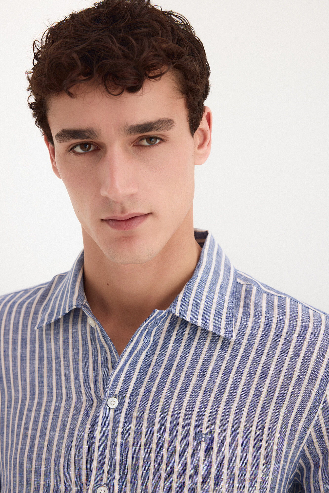 Pedro del Hierro Polera lino rayas