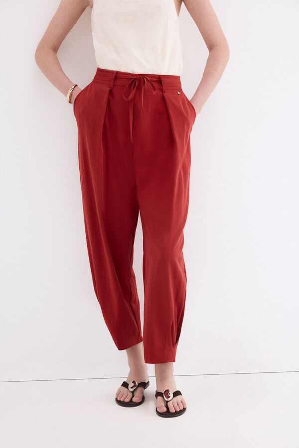 Pedro del Hierro Pantal&oacute;n con pinzas Rojo