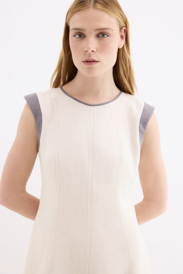 Pedro del Hierro Vestido midi con cortes Crudo