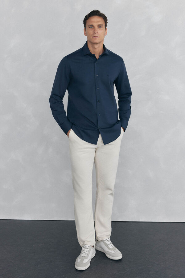 Pedro del Hierro Camisa lisa de tejido Azul
