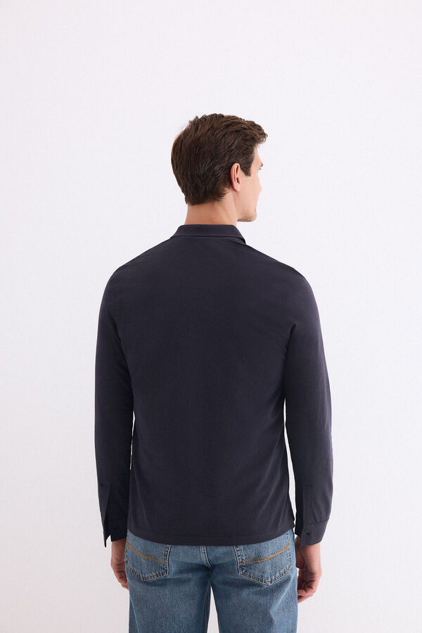 Pedro del Hierro Polo manga larga Azul