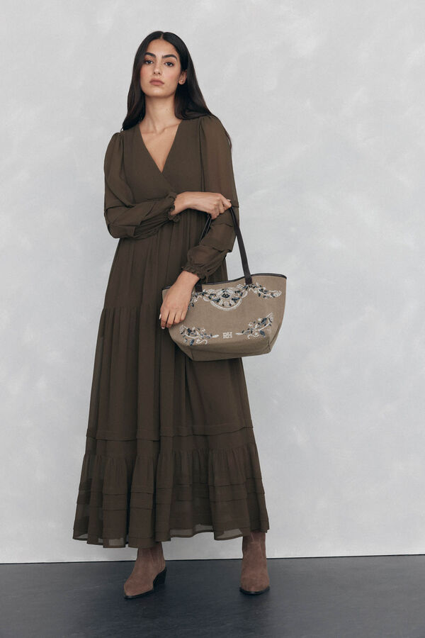 Pedro del Hierro Vestido largo con jaretas Verde