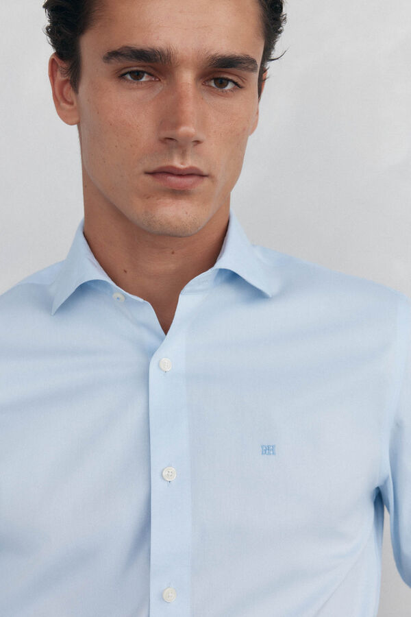 Pedro del Hierro Camisa de vestir lisa non iron + antimanchas slim fit Azul