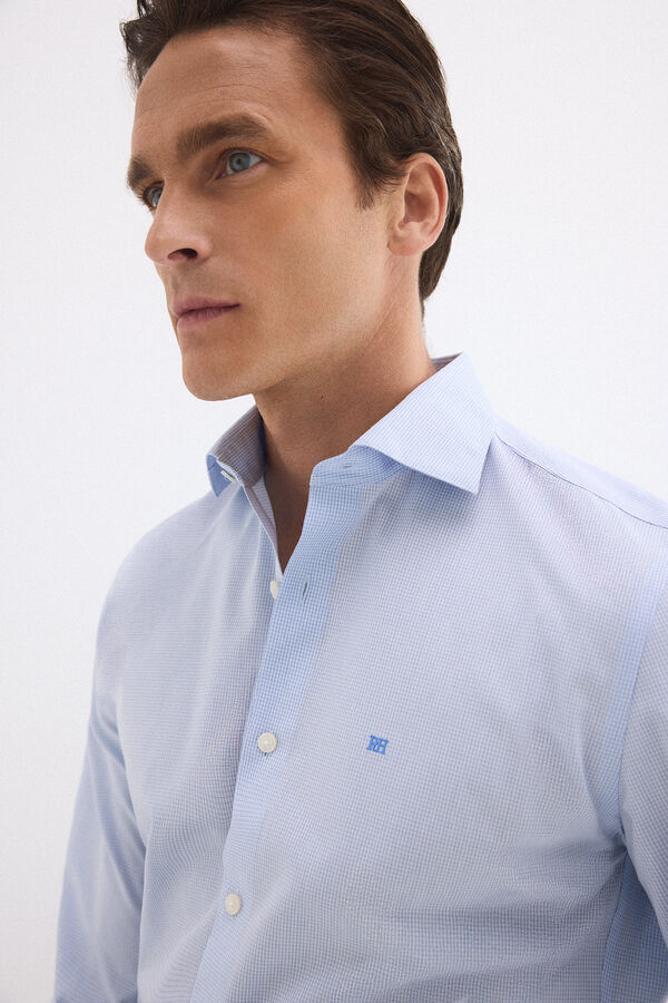 Pedro del Hierro Camisa vestir cuadros non iron + antimanchas slim fit Azul