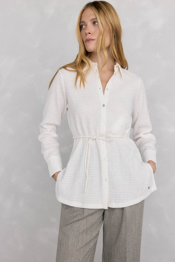 Pedro del Hierro Camisa con cuello de textura Blanco